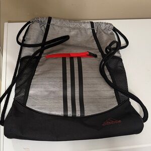Adidas Gray and Black Backpack with Red Accent